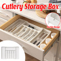 Portable Tableware Storage Box Telescopic Household Storage Tray Organizer V528-CUTLERY-TRAY-WHITE-694879