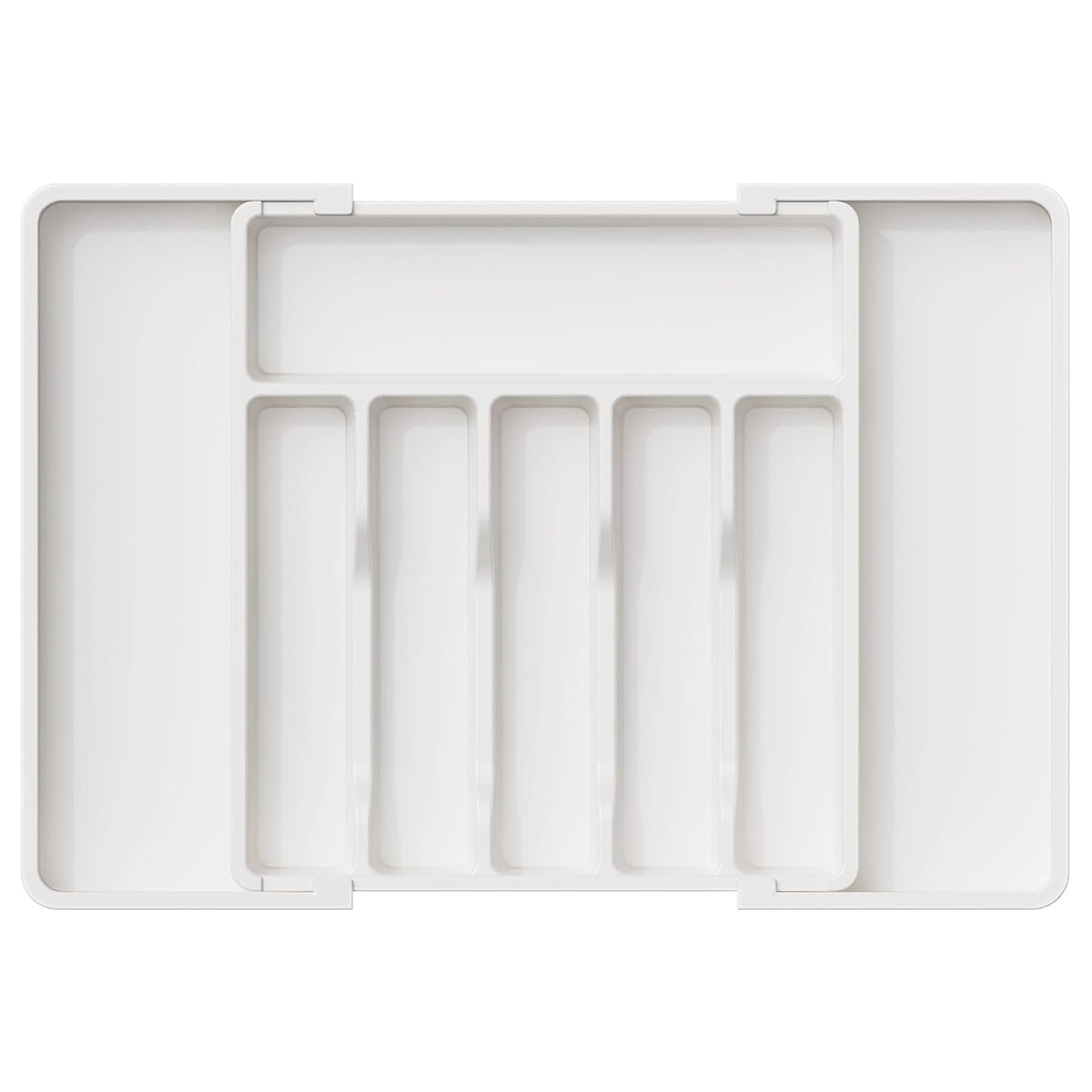 Portable Tableware Storage Box Telescopic Household Storage Tray Organizer V528-CUTLERY-TRAY-WHITE-694879