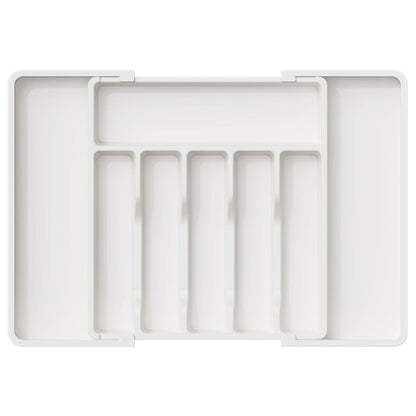 Portable Tableware Storage Box Telescopic Household Storage Tray Organizer V528-CUTLERY-TRAY-WHITE-694879