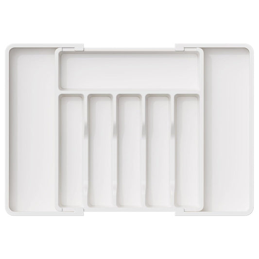 Portable Tableware Storage Box Telescopic Household Storage Tray Organizer V528-CUTLERY-TRAY-WHITE-694879