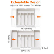Portable Tableware Storage Box Telescopic Household Storage Tray Organizer V528-CUTLERY-TRAY-WHITE-694879
