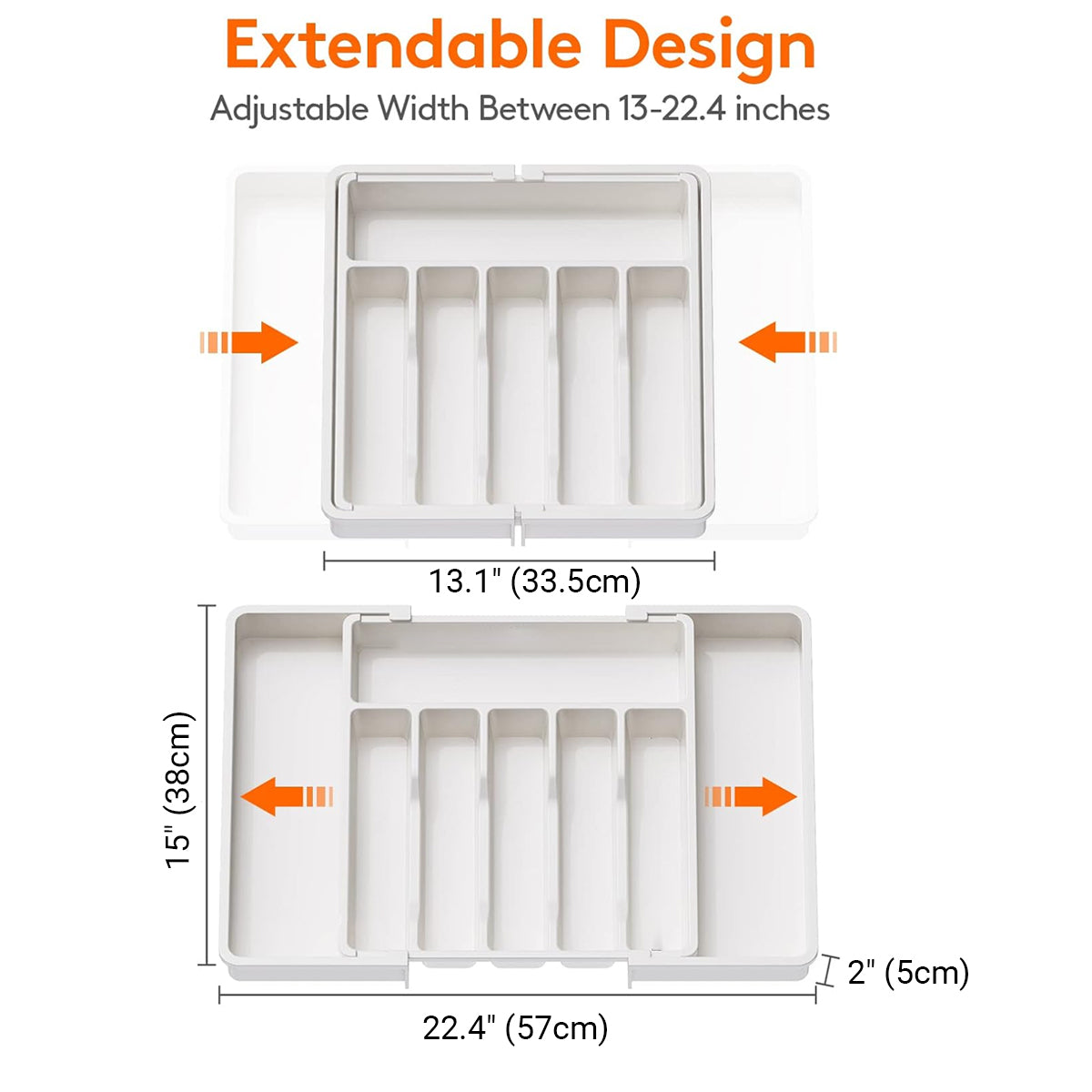 Portable Tableware Storage Box Telescopic Household Storage Tray Organizer V528-CUTLERY-TRAY-WHITE-694879