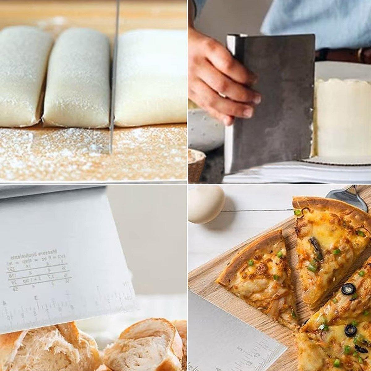 Stainless Steel Dough Cutter Knife Measurement Scraper Pastry Baking Tool - 20cm