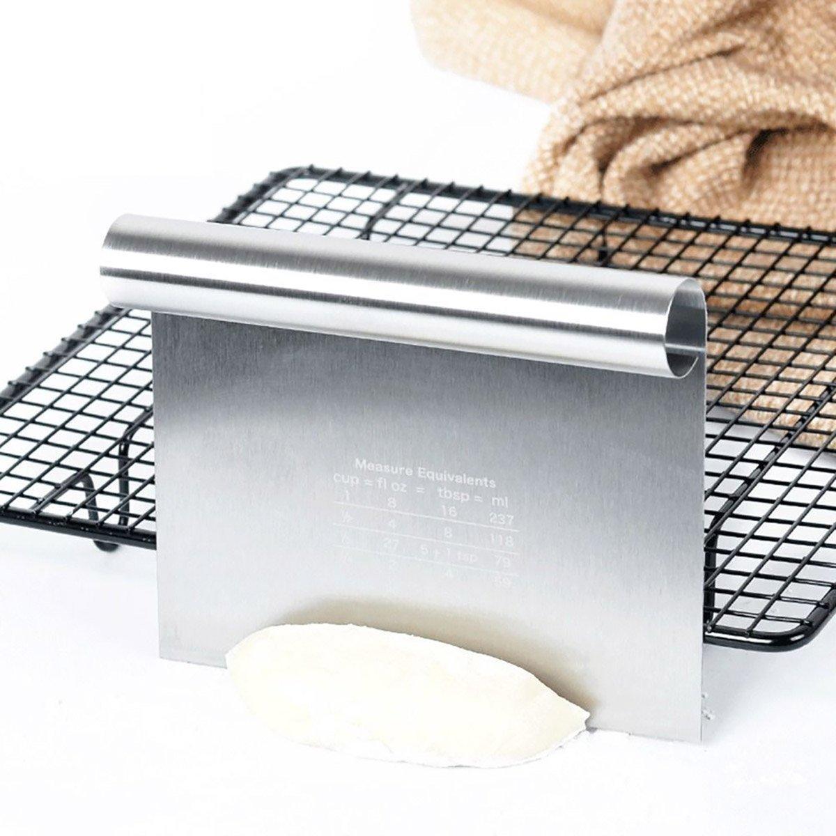 Stainless Steel Dough Cutter Knife Measurement Scraper Pastry Baking Tool - 20cm
