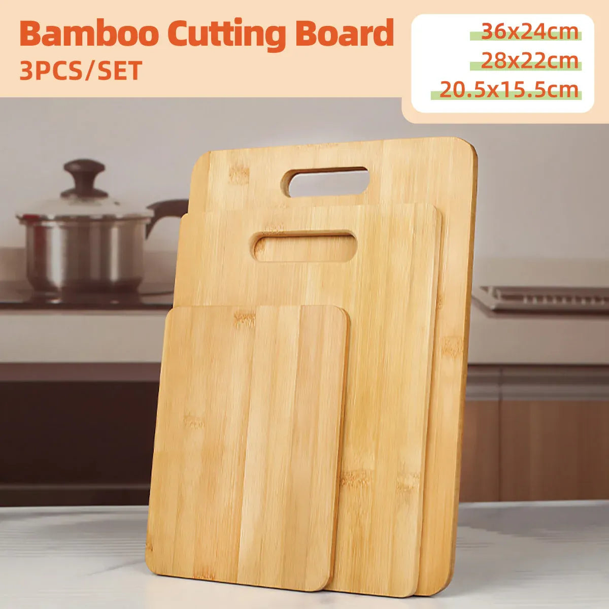 Household Cutting Board Set 3PCS Square Wooden Kitchen Chopping Boards For Food V528-CUTTING-3PCS-641049