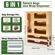Bamboo Kitchen Storage Box for Plastic Wrap Tin Foil Paper Cutter with Lid V528-CUTTING-BOX-284854