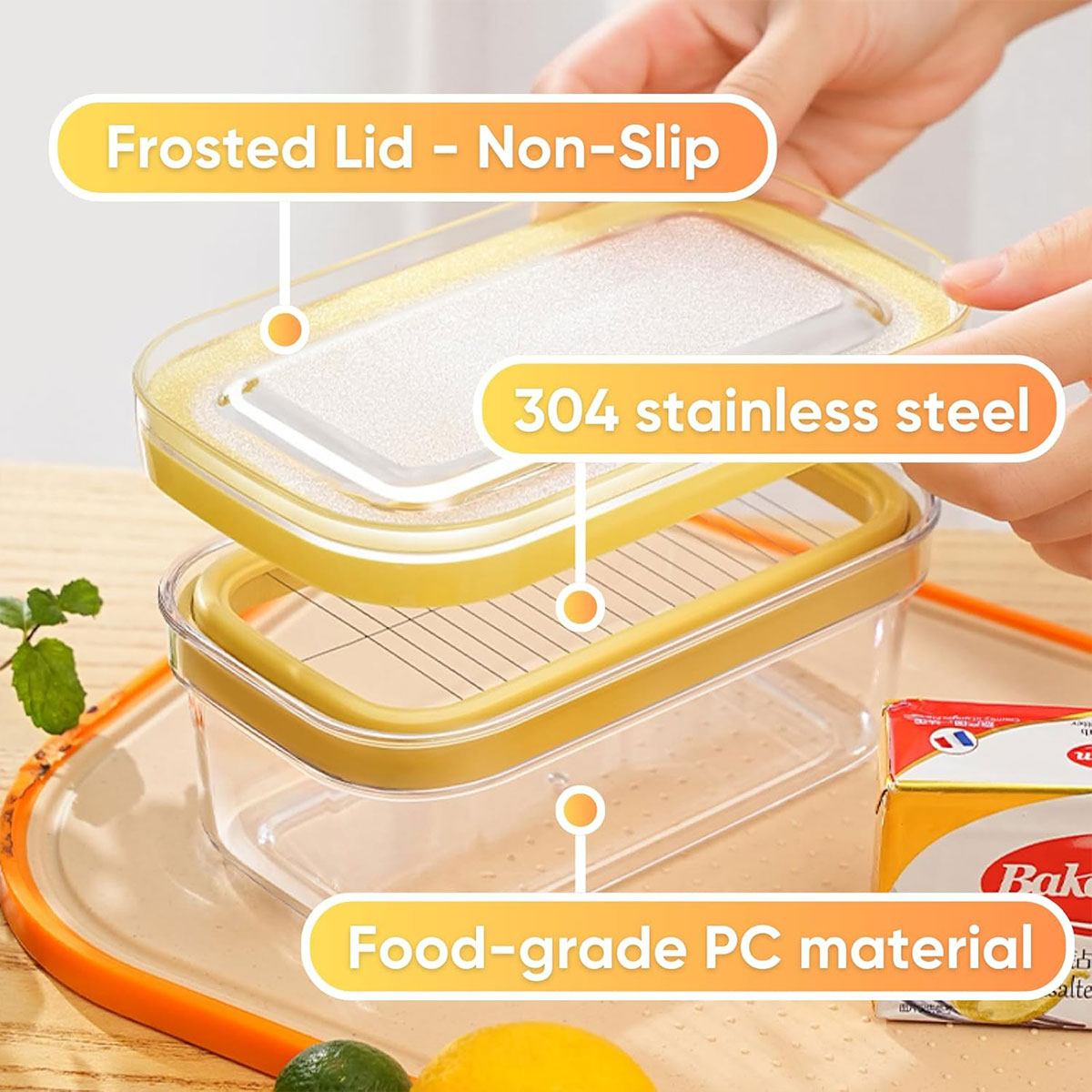 With Lid Butter Cutting Box Slicers Case Cheese Slicers Butter Dish Box V528-CUTTING-BOX-YELLOW-161401