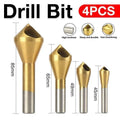 4PCS HSS Countersink Chamfer Drill Bit Set Titanium Coated Deburring Tools V528-CUTTINGDRILL-312424