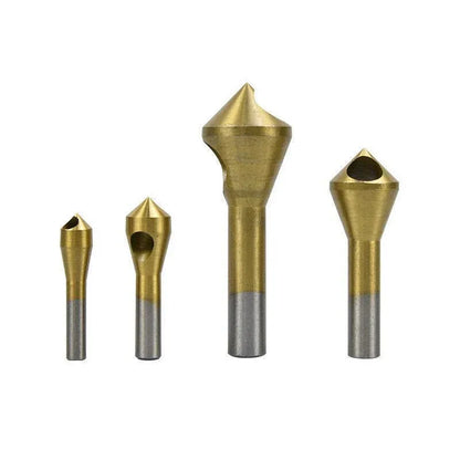 4PCS HSS Countersink Chamfer Drill Bit Set Titanium Coated Deburring Tools V528-CUTTINGDRILL-312424