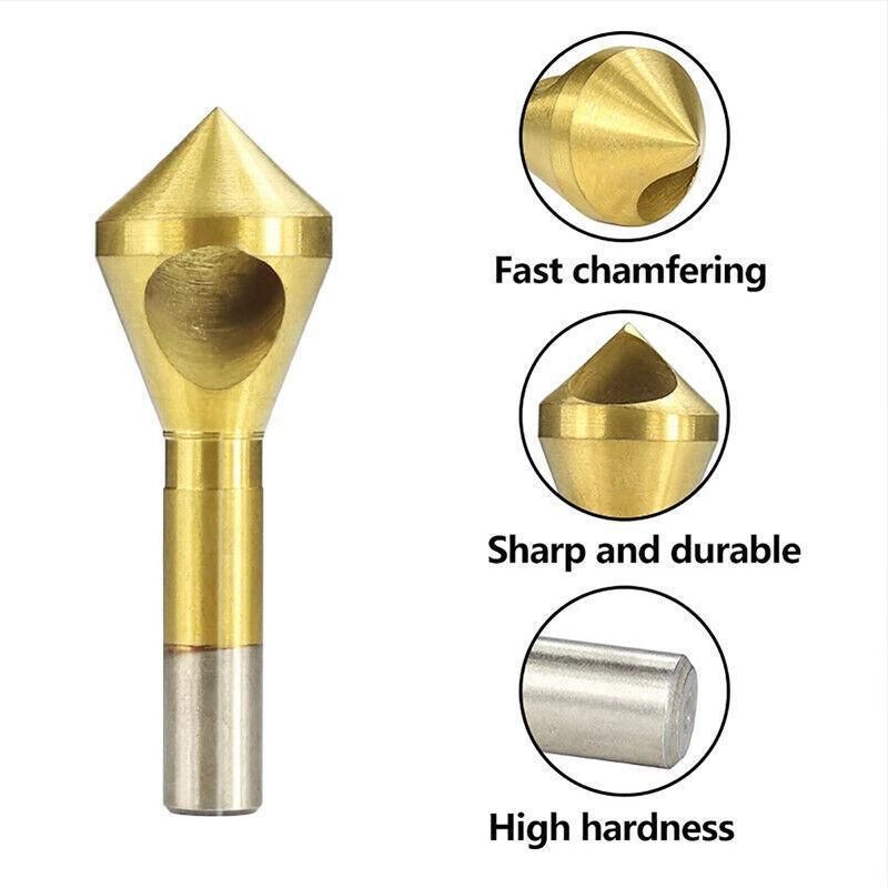 4PCS HSS Countersink Chamfer Drill Bit Set Titanium Coated Deburring Tools V528-CUTTINGDRILL-312424