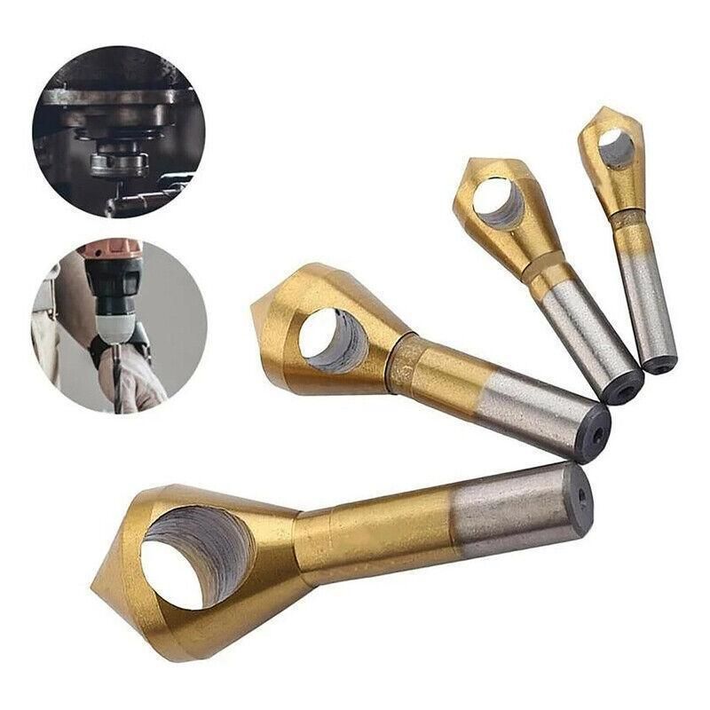 4PCS HSS Countersink Chamfer Drill Bit Set Titanium Coated Deburring Tools V528-CUTTINGDRILL-312424