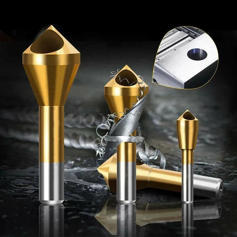 4PCS HSS Countersink Chamfer Drill Bit Set Titanium Coated Deburring Tools V528-CUTTINGDRILL-312424