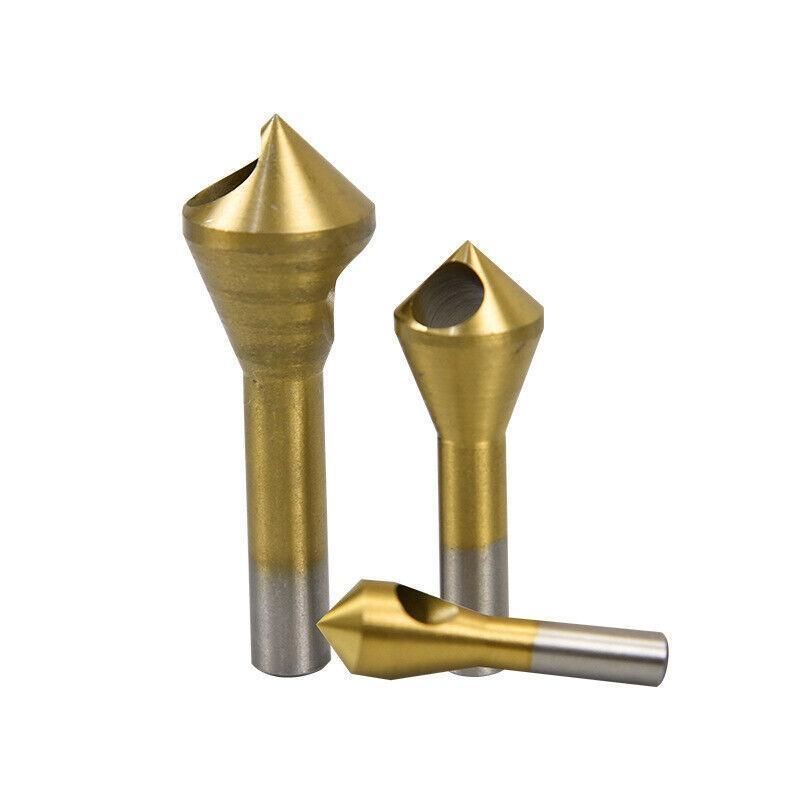 4PCS HSS Countersink Chamfer Drill Bit Set Titanium Coated Deburring Tools V528-CUTTINGDRILL-312424