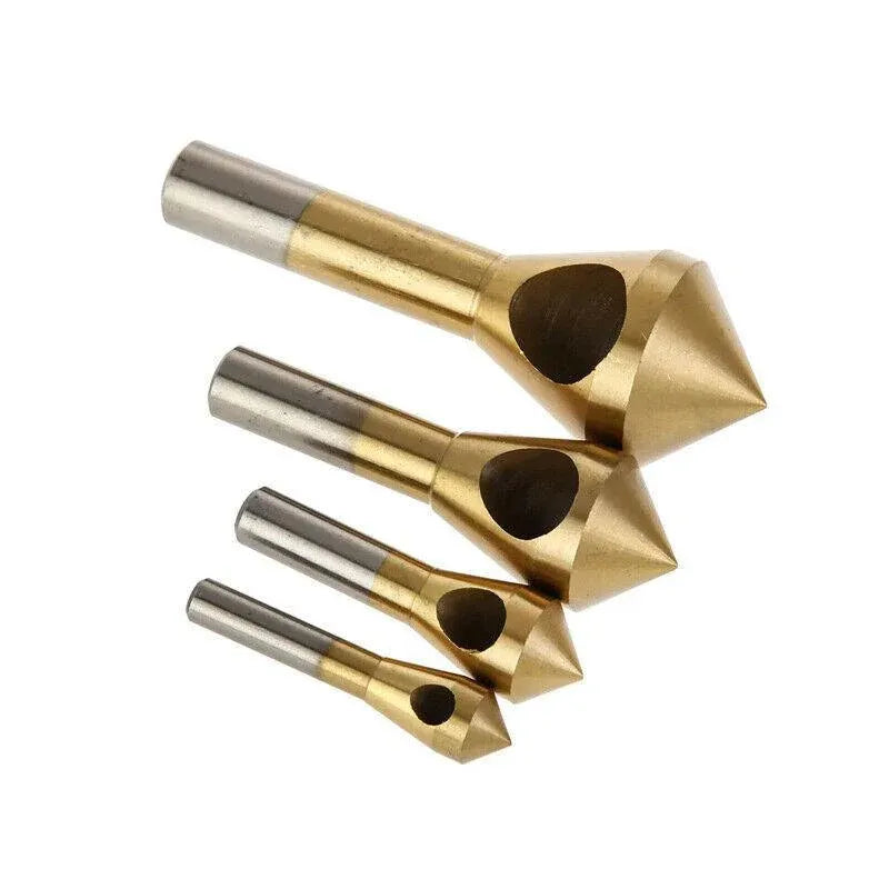4PCS HSS Countersink Chamfer Drill Bit Set Titanium Coated Deburring Tools V528-CUTTINGDRILL-312424