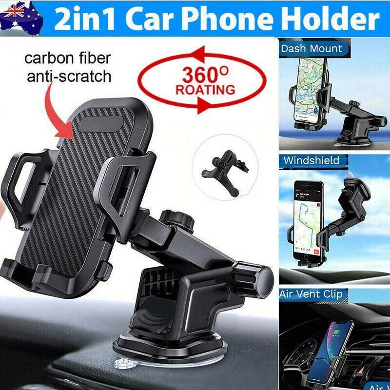 Universal 360 Windshield Mount Car Smart Phone Holder Cradle Long Neck Au V528-CZZJ-AXPK-BLACK-560012