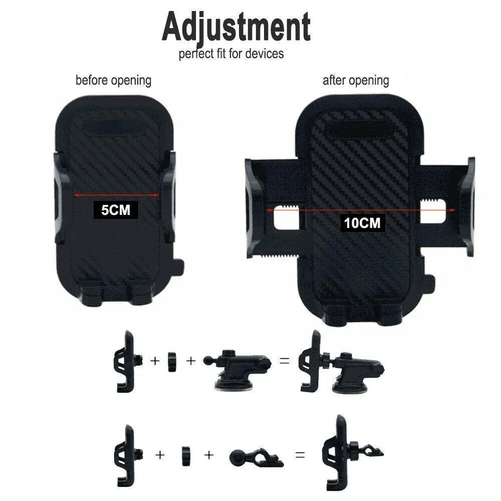 Universal 360 Windshield Mount Car Smart Phone Holder Cradle Long Neck Au V528-CZZJ-AXPK-BLACK-560012