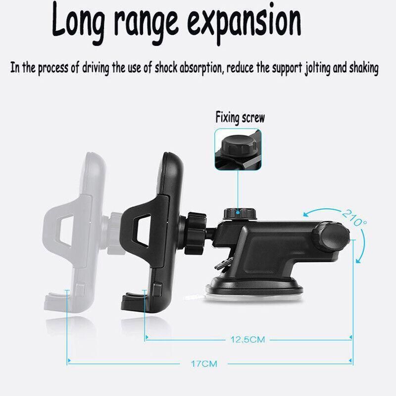 Universal 360 Windshield Mount Car Smart Phone Holder Cradle Long Neck Au V528-CZZJ-AXPK-BLACK-560012
