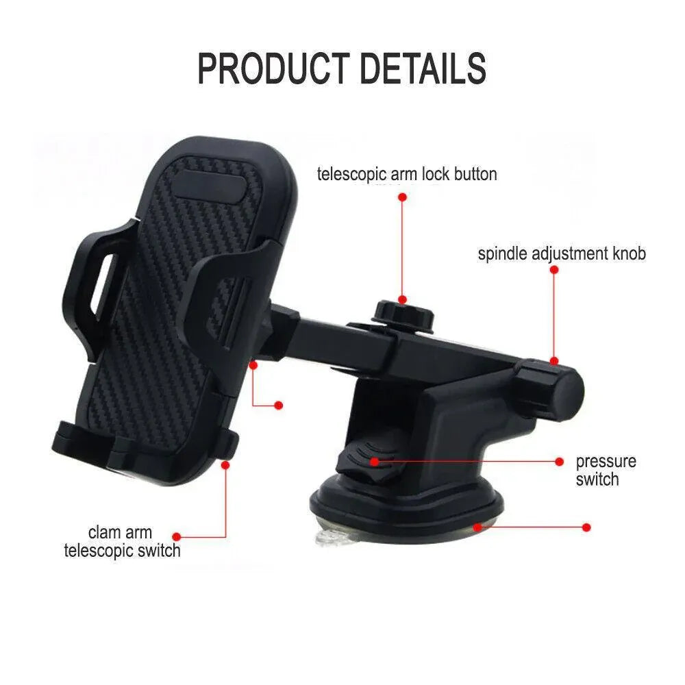 Universal 360 Windshield Mount Car Smart Phone Holder Cradle Long Neck Au V528-CZZJ-AXPK-BLACK-560012