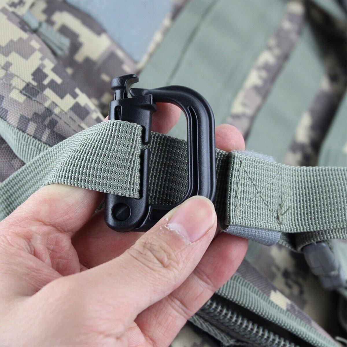 2/5pcs Outdoor D-ring Buckle for Backpack Mountaineering Hiking Camping Clip - 2pcs-Black V528-D-BUCKLE-2PCS-BLACK-986717