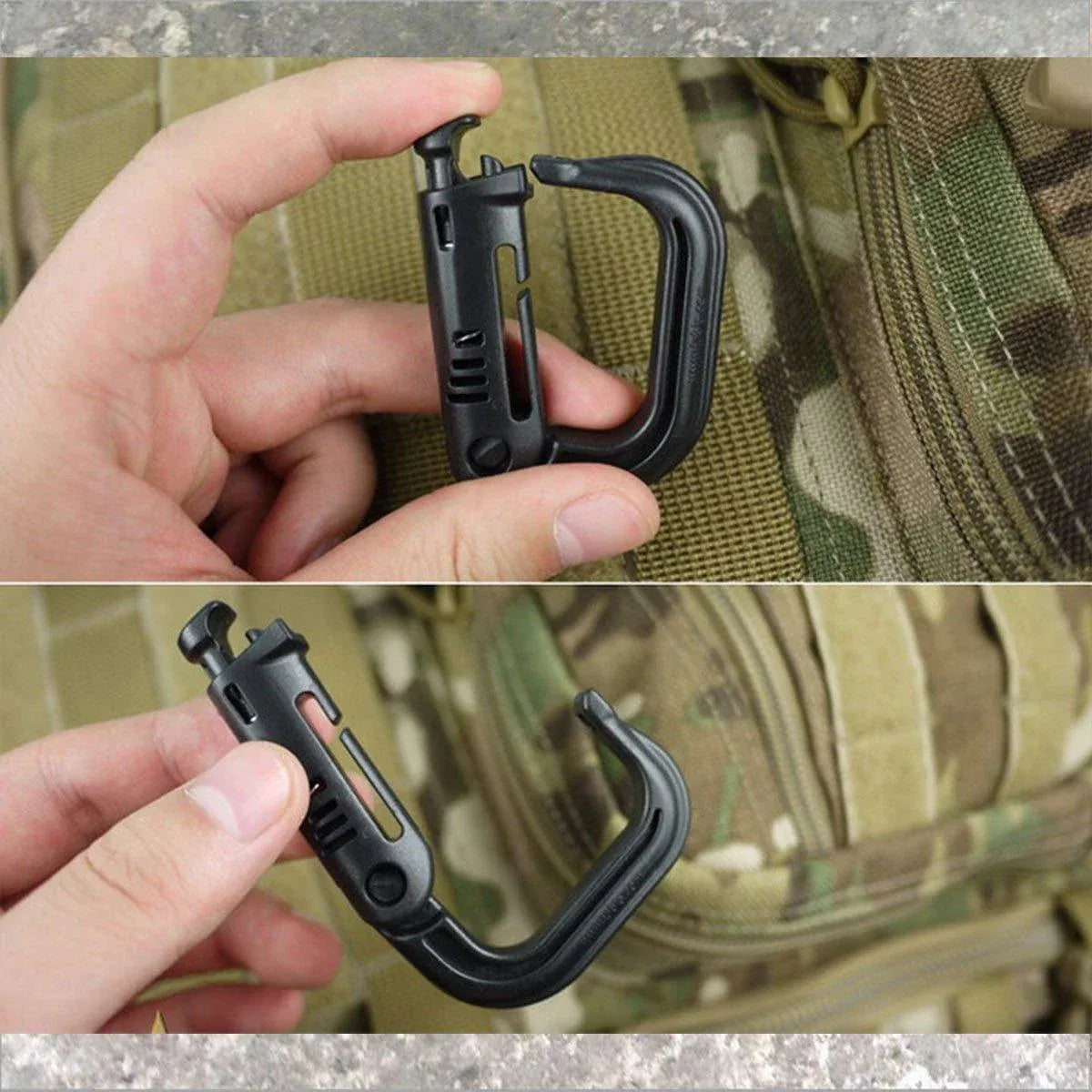 2/5pcs Outdoor D-ring Buckle for Backpack Mountaineering Hiking Camping Clip - 2pcs-Black V528-D-BUCKLE-2PCS-BLACK-986717
