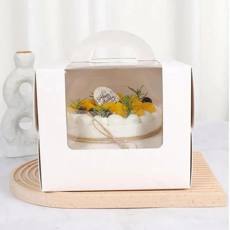 8 Inch Cake Box with Window Paper Packaging Box Handle for Party Wedding Bakery - 10PCS V528-DANGAOHE-8CUN-245973