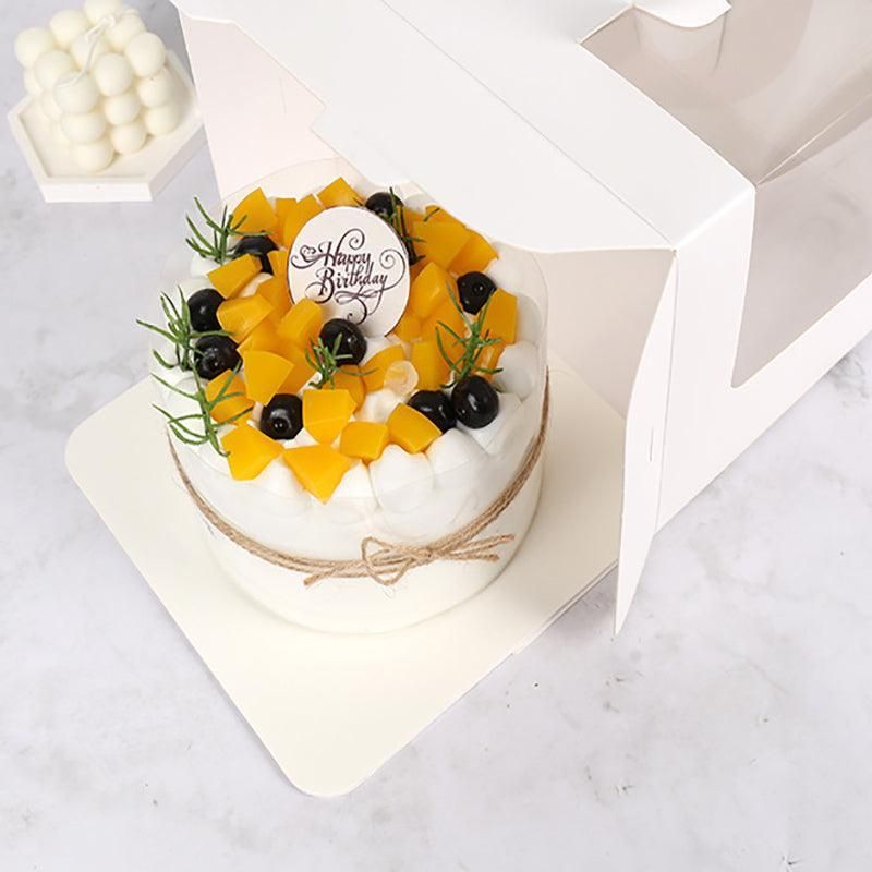 8 Inch Cake Box with Window Paper Packaging Box Handle for Party Wedding Bakery - 10PCS V528-DANGAOHE-8CUN-245973