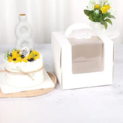 8 Inch Cake Box with Window Paper Packaging Box Handle for Party Wedding Bakery - 10PCS V528-DANGAOHE-8CUN-245973