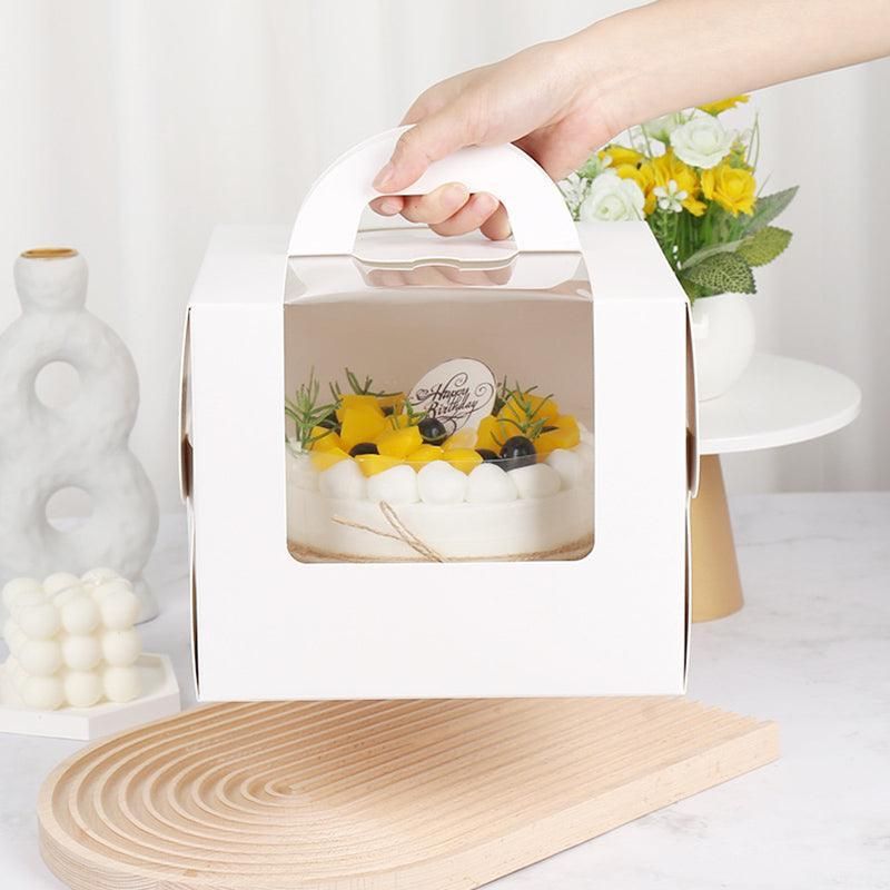 8 Inch Cake Box with Window Paper Packaging Box Handle for Party Wedding Bakery - 10PCS V528-DANGAOHE-8CUN-245973