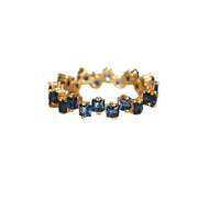 Square Design 1.2ct Simulated Diamond Women Engagement Ring Rose Gold Plated - Dark Blue-Size 6