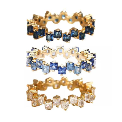 Square Design 1.2ct Simulated Diamond Women Engagement Ring Rose Gold Plated - Dark Blue-Size 6 V528-DARKBLUE-6-698113