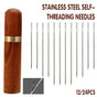 Stainless Steel Self-Threading Needles Opening Sewing Darning Needles 12/24 Pcs - 12PCS V528-DARNINGNEEDL-12PCS-847126
