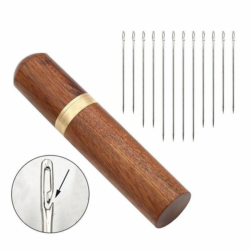 Stainless Steel Self-Threading Needles Opening Sewing Darning Needles 12/24 Pcs - 12PCS V528-DARNINGNEEDL-12PCS-847126