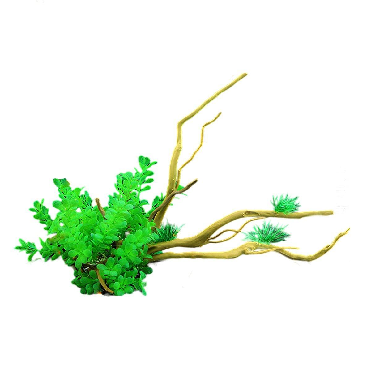 Aquarium Landscaping Decoration Artificial Wood and Plants Fish Tank Ornament - CM1902-Green V528-DEADWOOD-CM1902-419441