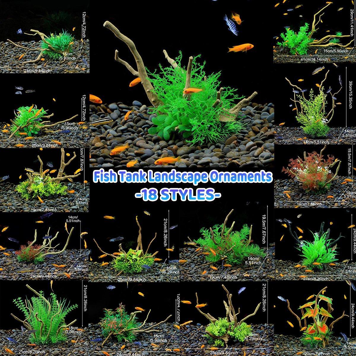 Aquarium Landscaping Decoration Artificial Wood and Plants Fish Tank Ornament - CM3302-Green V528-DEADWOOD-CM3302-174357