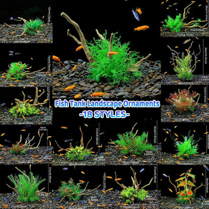 Aquarium Landscaping Decoration Artificial Wood and Plants Fish Tank Ornament - CM3302-Green V528-DEADWOOD-CM3302-174357