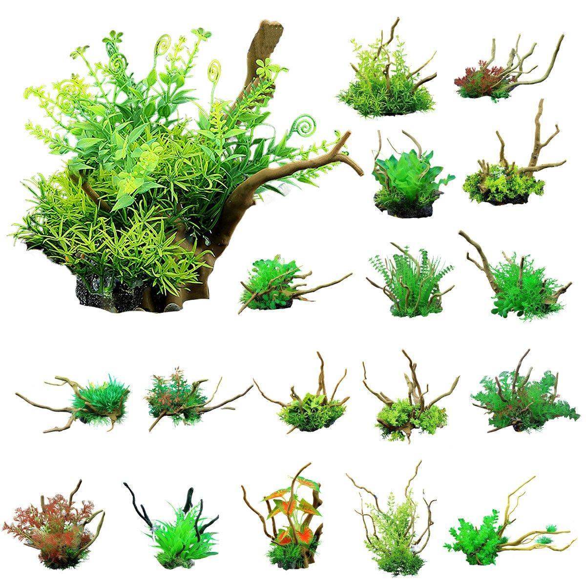Aquarium Landscaping Decoration Artificial Wood and Plants Fish Tank Ornament - CM3901-Green V528-DEADWOOD-CM3901-504100