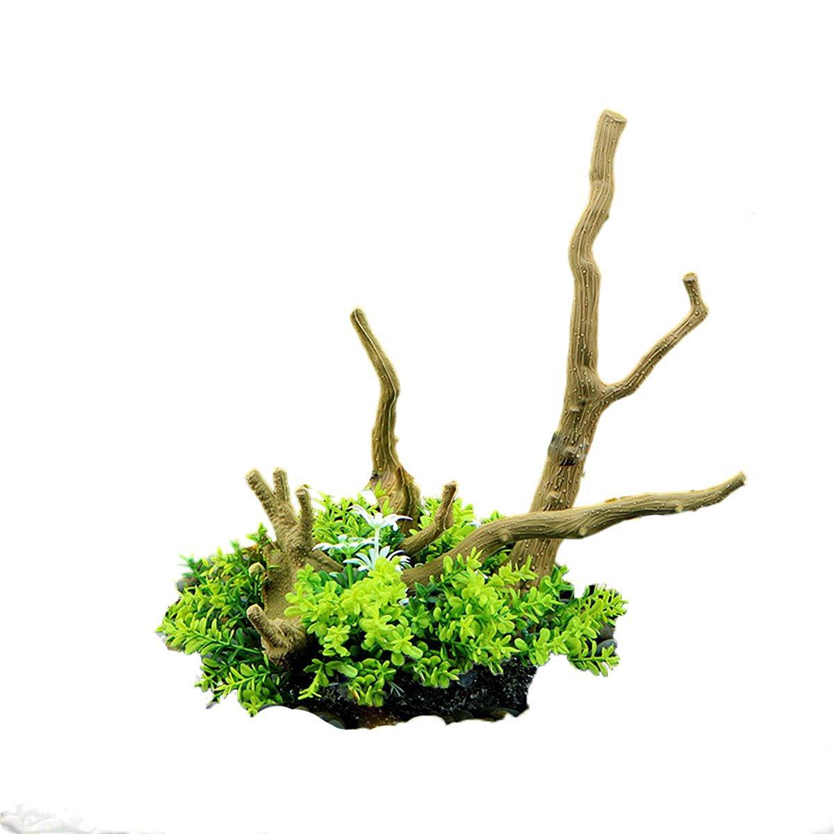 Aquarium Landscaping Decoration Artificial Wood and Plants Fish Tank Ornament - CM3901-Green V528-DEADWOOD-CM3901-504100