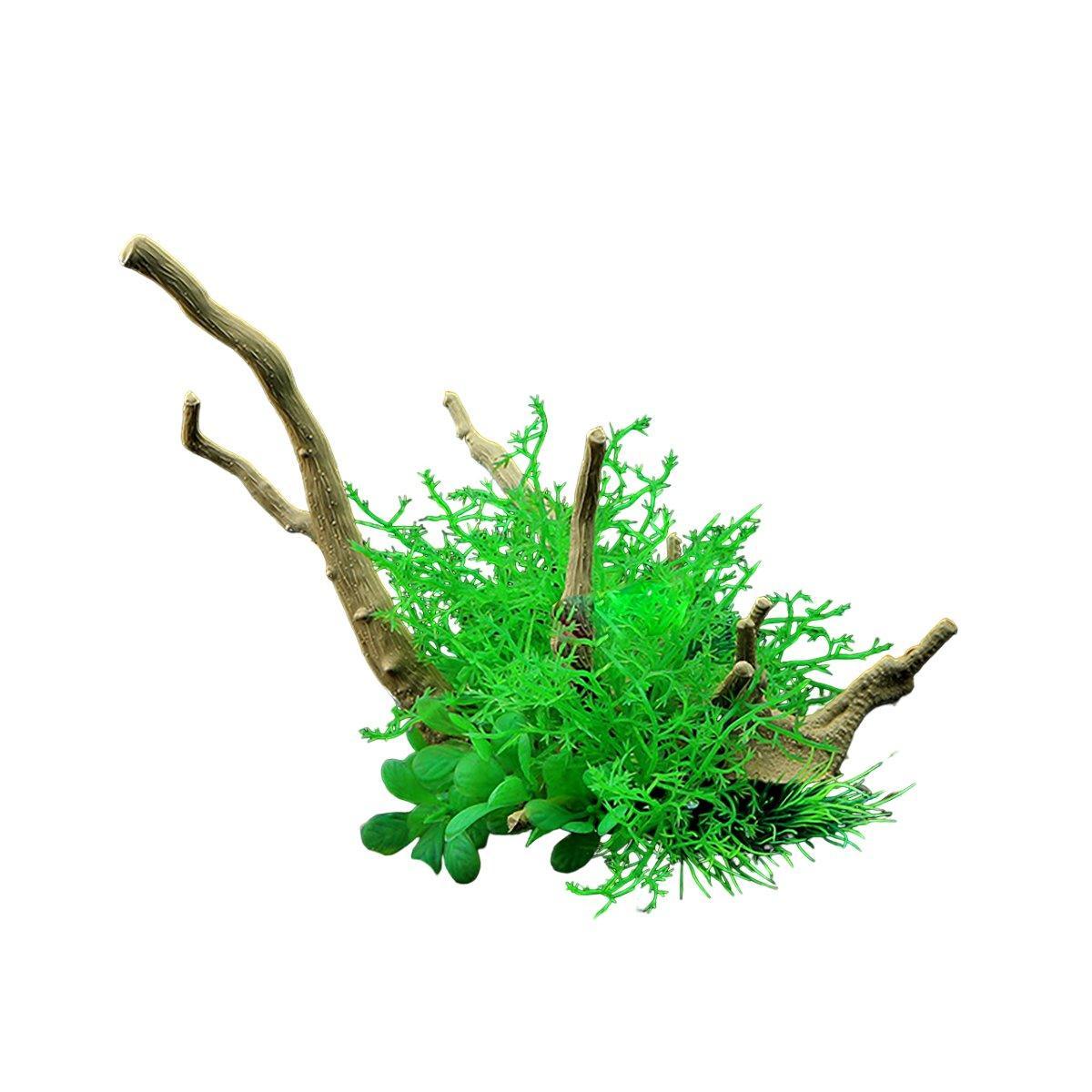 Aquarium Landscaping Decoration Artificial Wood and Plants Fish Tank Ornament - CM3901-Green V528-DEADWOOD-CM3901-504100