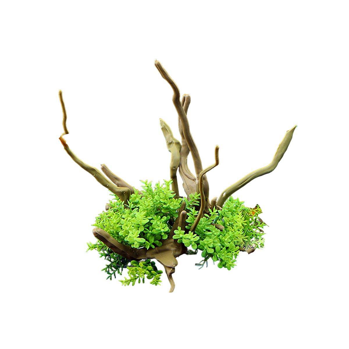Aquarium Landscaping Decoration Artificial Wood and Plants Fish Tank Ornament - CM3901-Green V528-DEADWOOD-CM3901-504100