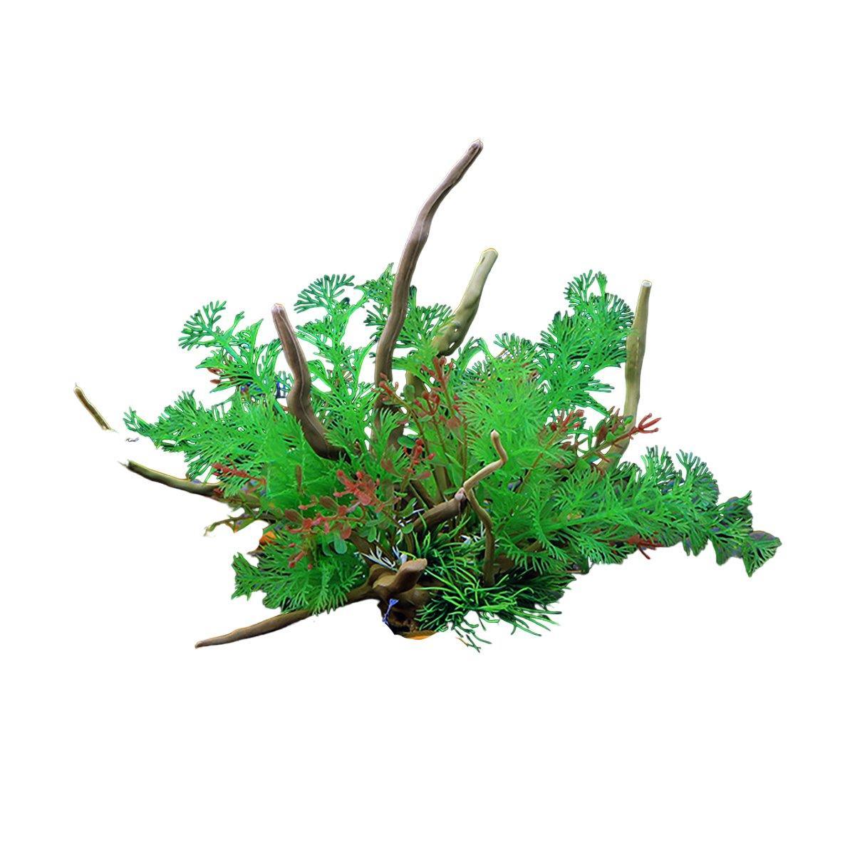 Aquarium Landscaping Decoration Artificial Wood and Plants Fish Tank Ornament - CM3901-Green V528-DEADWOOD-CM3901-504100