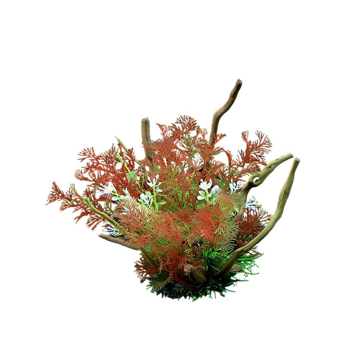 Aquarium Landscaping Decoration Artificial Wood and Plants Fish Tank Ornament - CM3901-Green V528-DEADWOOD-CM3901-504100