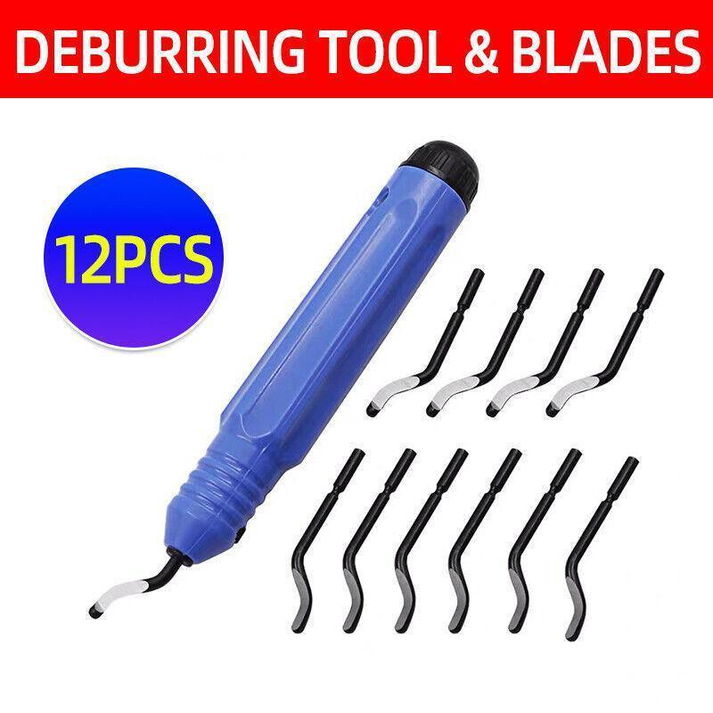 12PCS Manual Deburring Tool Set with Swivel Handle and Replacement Blades V528-DEBURRINGBLADE-1PC11PCS-878586