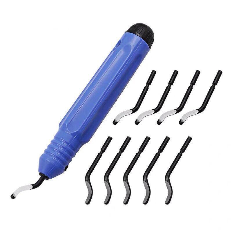 12PCS Manual Deburring Tool Set with Swivel Handle and Replacement Blades V528-DEBURRINGBLADE-1PC11PCS-878586