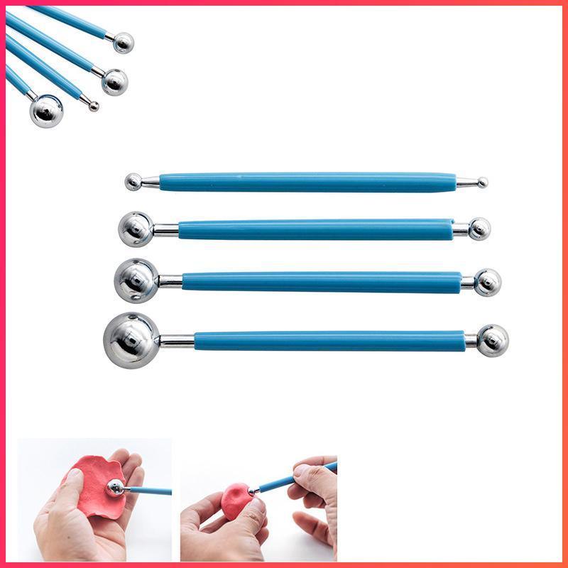 4X Fondant Cake Flower Decorating Clay Sugarcraft Ball Engraved Embossing Stick - Blue V528-DECORATINGCLAYTOOL-4PCS-BLUE-282068