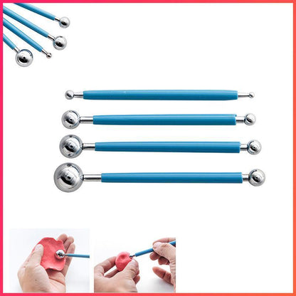 4X Fondant Cake Flower Decorating Clay Sugarcraft Ball Engraved Embossing Stick - Blue V528-DECORATINGCLAYTOOL-4PCS-BLUE-282068