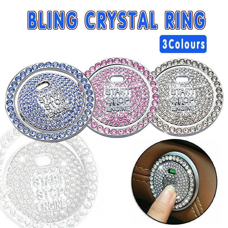 Bling Crystal Ring For Car One Key Engine Start Stop Decoration Button - Blue V528-DECORATIVECIRCLE-BLUE-245455