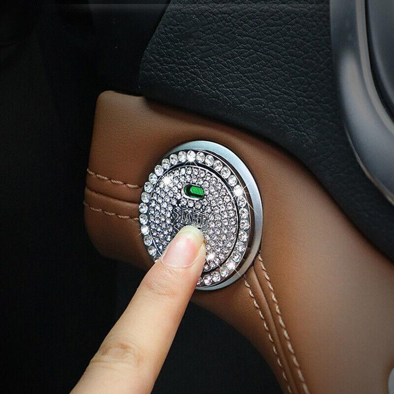 Bling Crystal Ring For Car One Key Engine Start Stop Decoration Button - Blue V528-DECORATIVECIRCLE-BLUE-245455