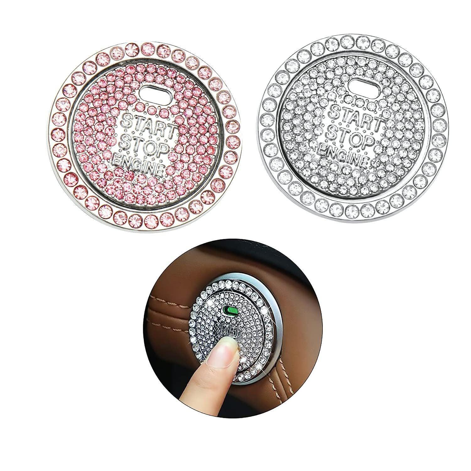 Bling Crystal Ring For Car One Key Engine Start Stop Decoration Button - Blue V528-DECORATIVECIRCLE-BLUE-245455