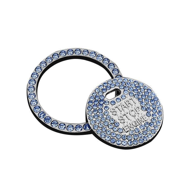Bling Crystal Ring For Car One Key Engine Start Stop Decoration Button - Blue V528-DECORATIVECIRCLE-BLUE-245455