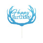 Happy Birthday Cake Topper Colour Printed Acrylic Party Decorations - Blue-Deer V528-DEER-BLUE-276961